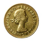 Moneda Soberano de Oro 22K Elizabeth II Reino Unido Año 1957