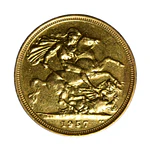 Moneda Soberano de Oro 22K Elizabeth II Reino Unido Año 1957