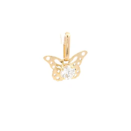 Colgante Mariposa de Oro Amarillo 18K con Piedra Incolora