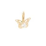 Colgante Mariposa de Oro Amarillo 18K con Piedra Incolora
