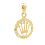 Colgante Medalla Corona de Oro Amarillo 18K con Piedras Incoloras