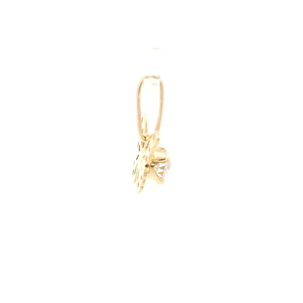 Colgante Mariposa de Oro Amarillo 18K con Piedra Incolora