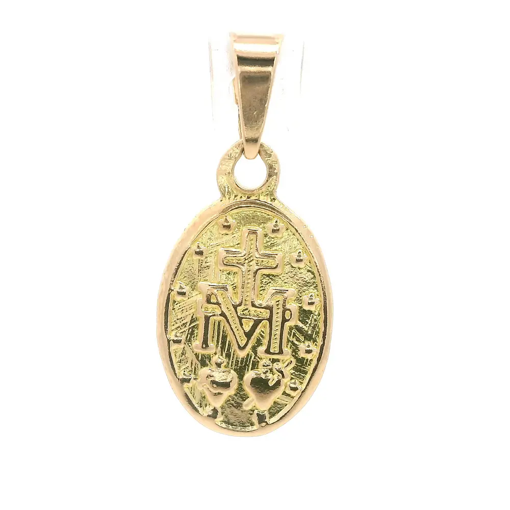 Colgante Medalla Ovalada Religiosa de Oro Amarillo 18K