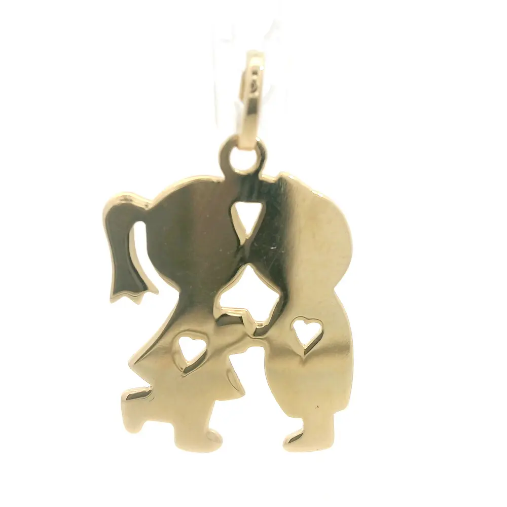 Colgante Pareja de Niños de Oro Amarillo 18K