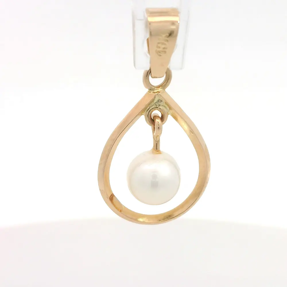 Colgante Gota de Oro Amarillo 18K con Perla