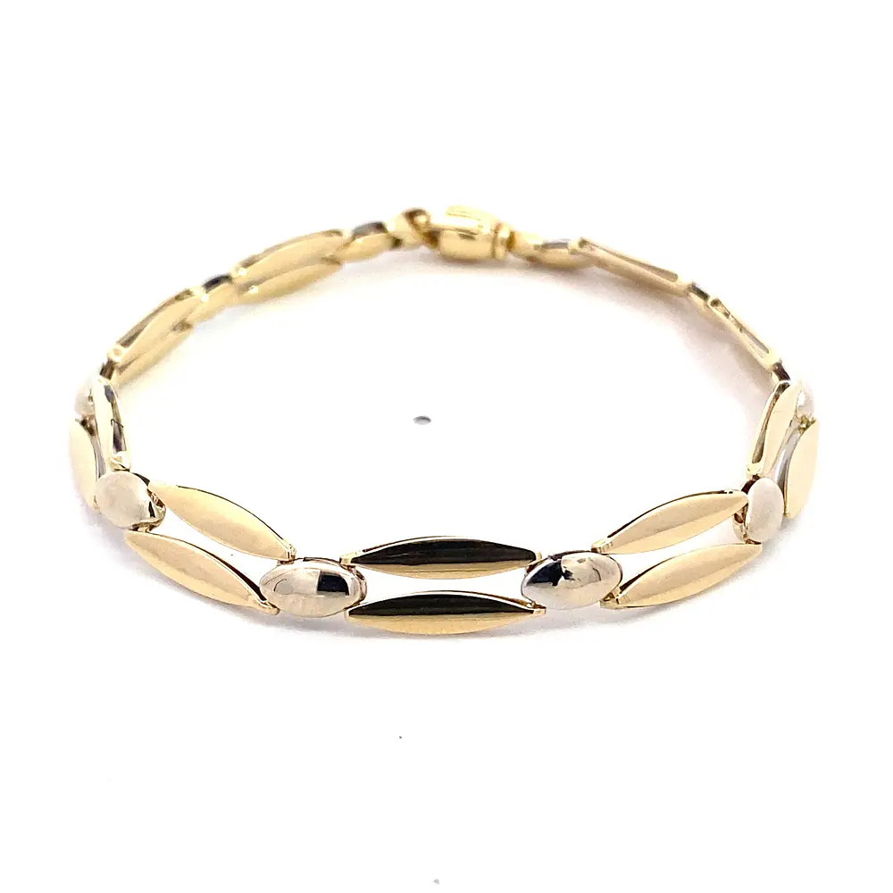 Pulsera Calada Ovalada de Dos Oros 18K