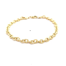 Pulsera Rolo Diamantada de Oro Amarillo 18K