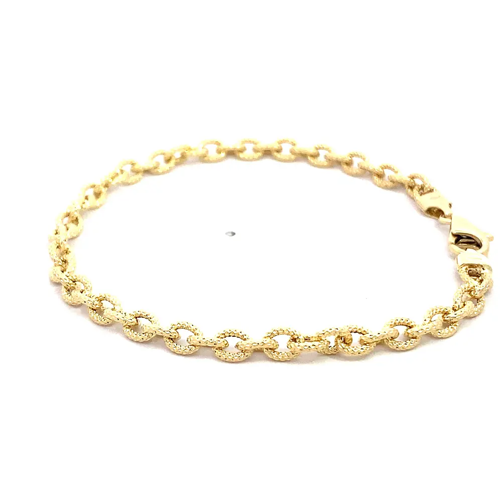 Pulsera Rolo Diamantada de Oro Amarillo 18K
