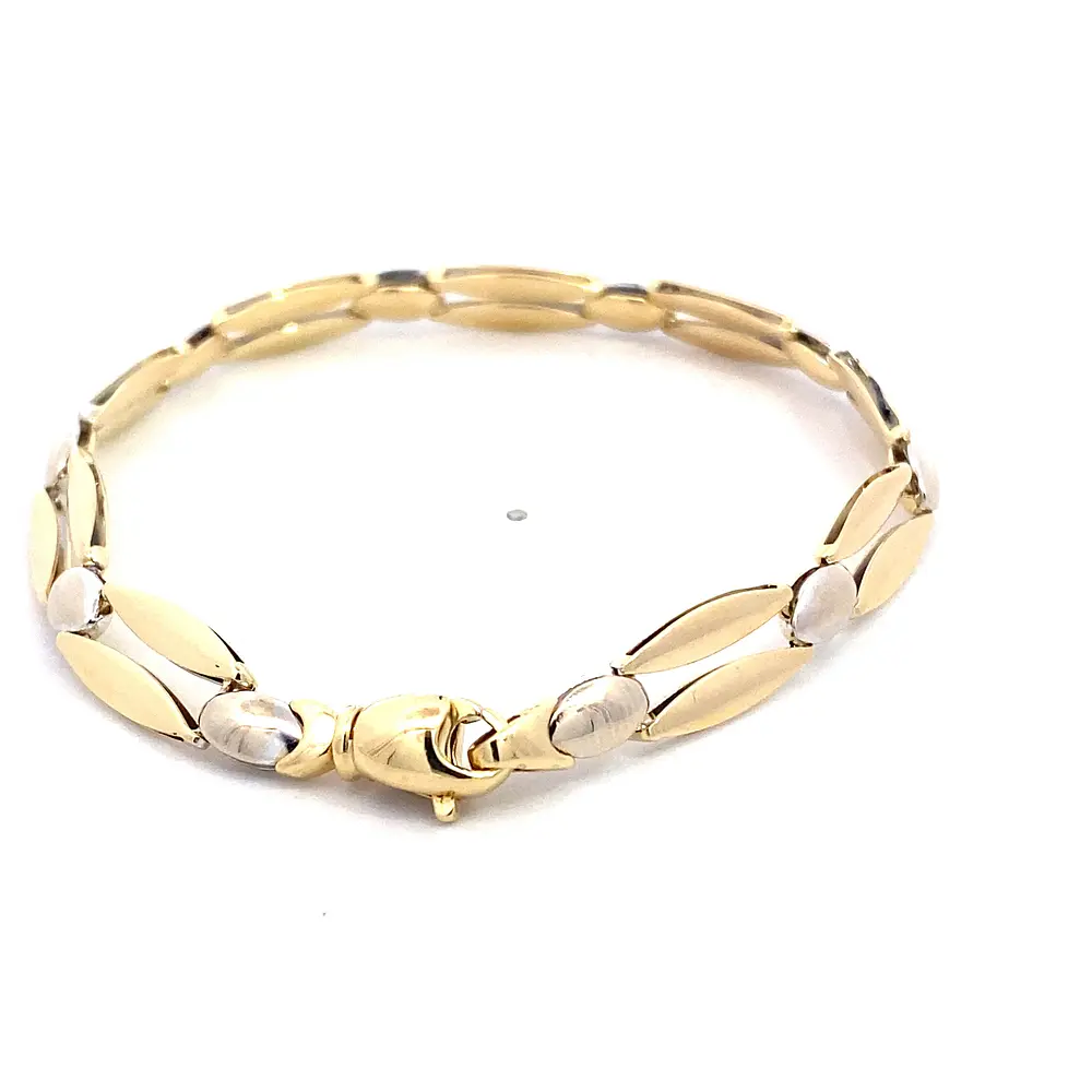 Pulsera Calada Ovalada de Dos Oros 18K