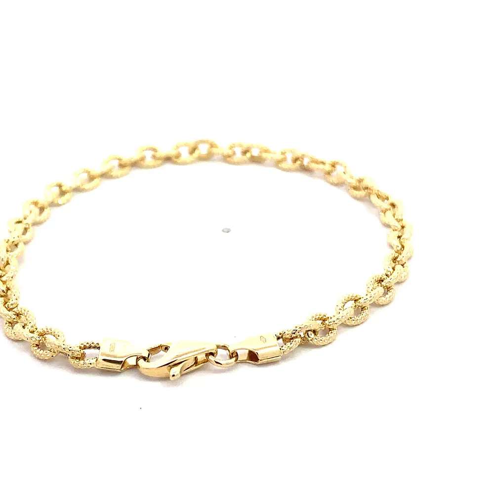 Pulsera Rolo Diamantada de Oro Amarillo 18K