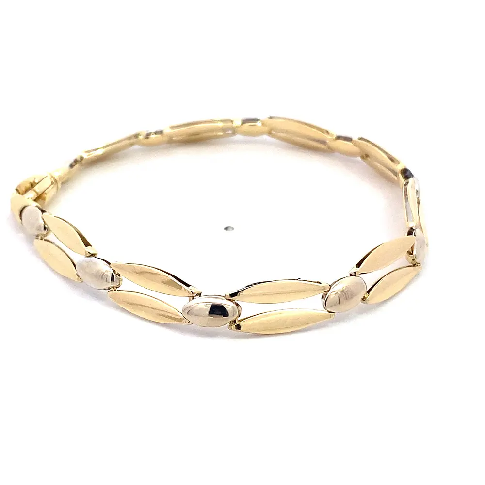 Pulsera Calada Ovalada de Dos Oros 18K