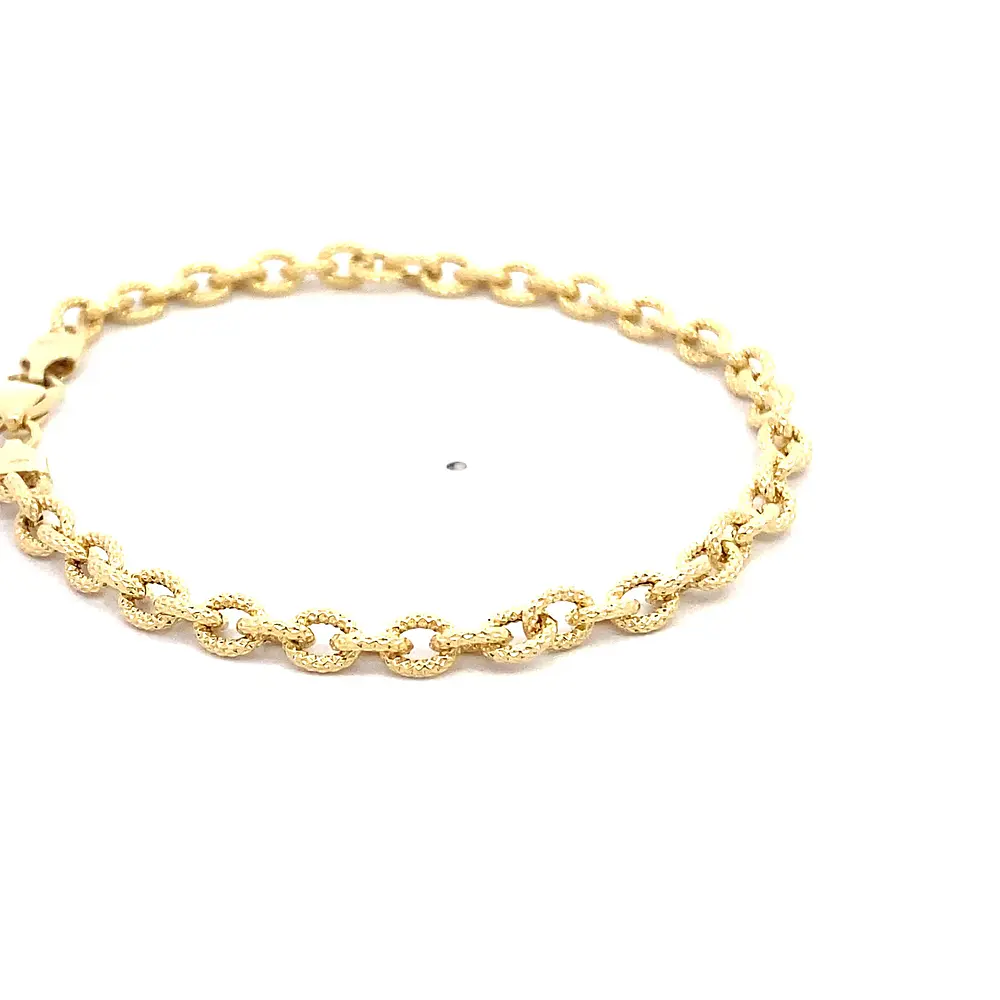 Pulsera Rolo Diamantada de Oro Amarillo 18K
