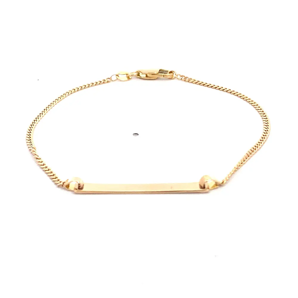 Pulsera Groumet con Placa de Oro Amarillo 18K