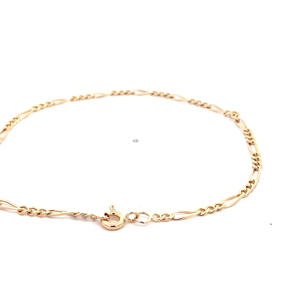 Pulsera Fígaro 3x1 de Oro Amarillo 18K