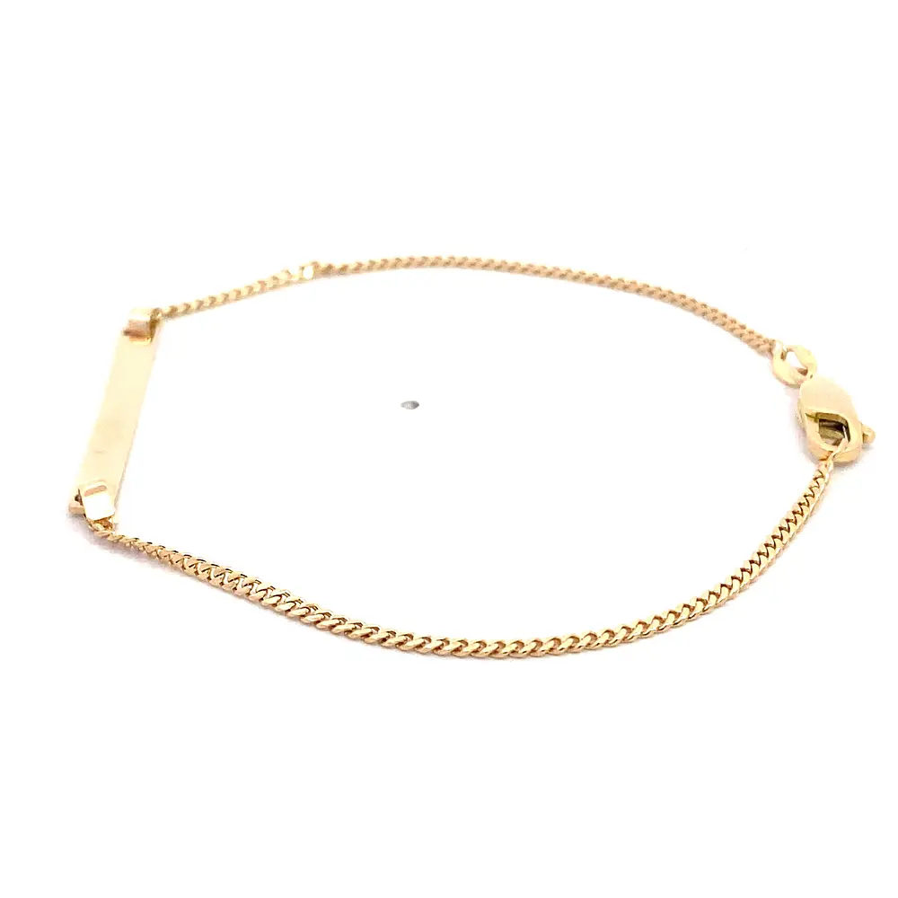 Pulsera Groumet con Placa de Oro Amarillo 18K