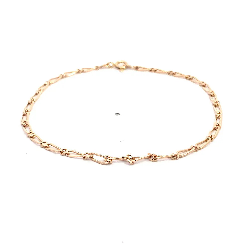 Pulsera Fígaro 1x1 de Oro Rosado 18K
