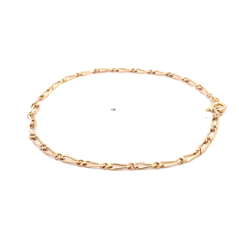 Pulsera Fígaro 1x1 de Oro Rosado 18K