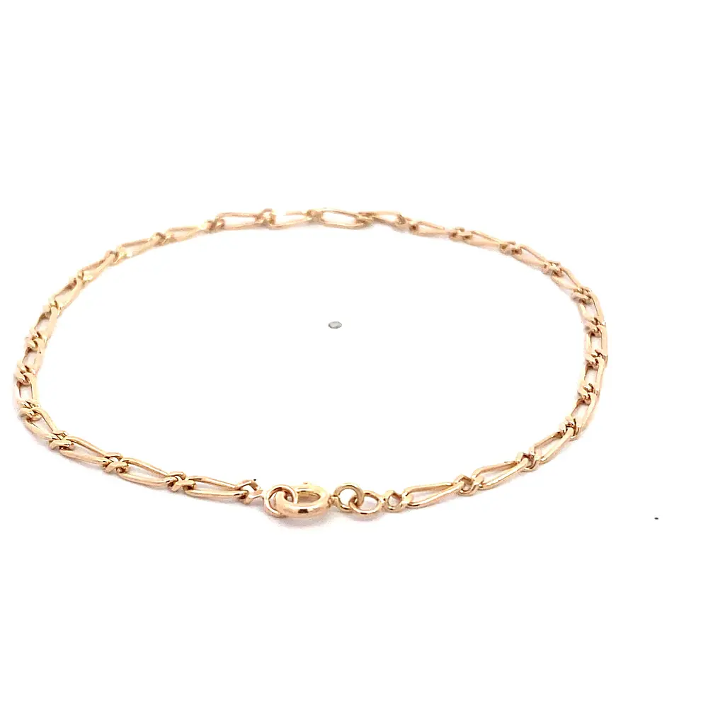 Pulsera Fígaro 1x1 de Oro Rosado 18K