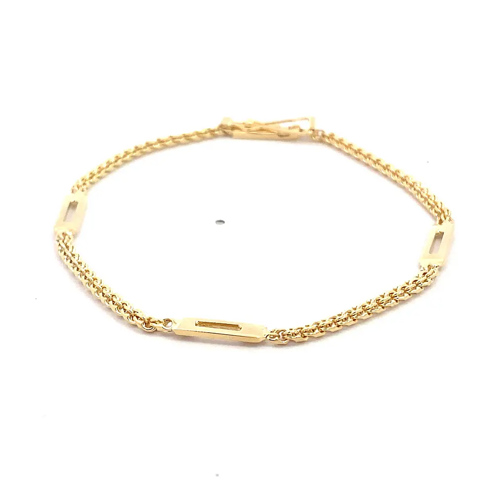 Pulsera Barbada Doble Oro Amarillo 18K