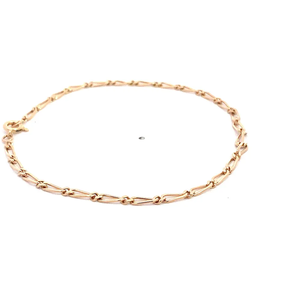Pulsera Fígaro 1x1 de Oro Rosado 18K