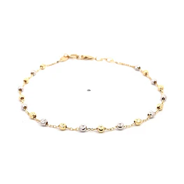 Pulsera Limada con Esferas Diamantadas Dos Oros 18K