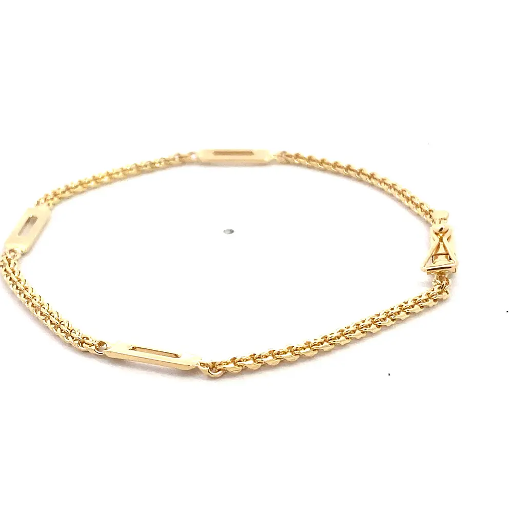 Pulsera Barbada Doble Oro Amarillo 18K
