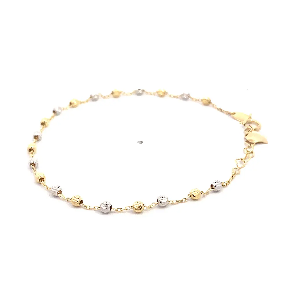 Pulsera Limada con Esferas Diamantadas Dos Oros 18K