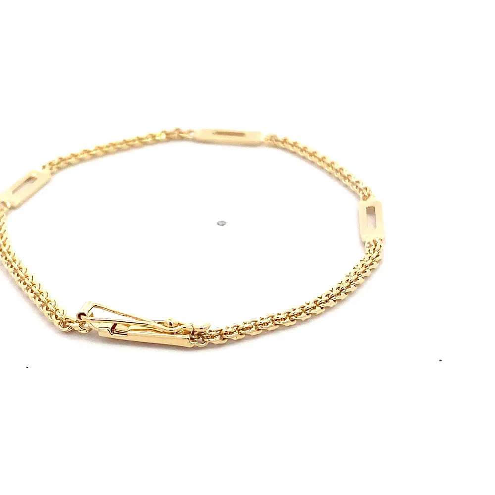 Pulsera Barbada Doble Oro Amarillo 18K