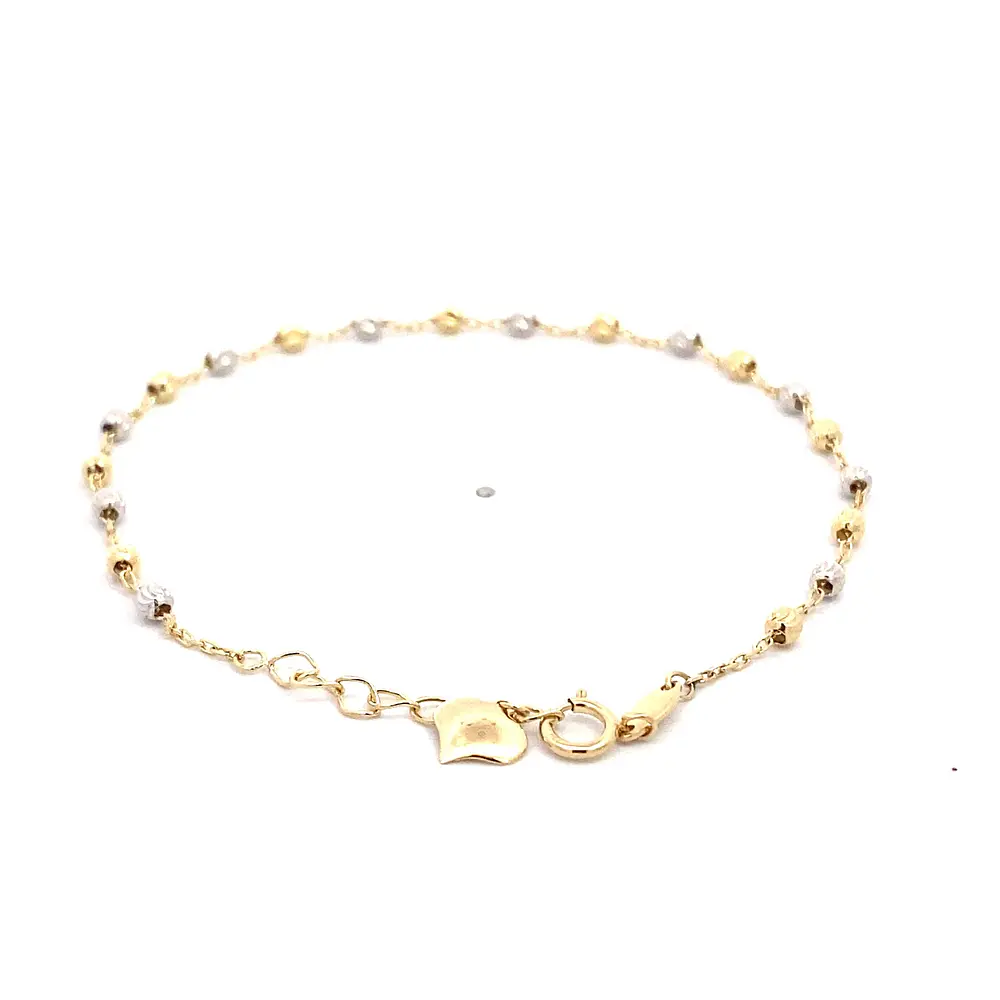 Pulsera Limada con Esferas Diamantadas Dos Oros 18K