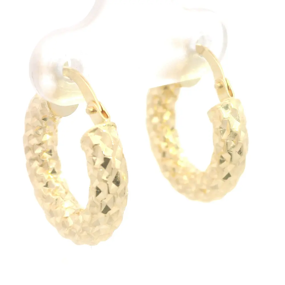 Aros Tubulares Diamantados de Oro Amarillo 18K