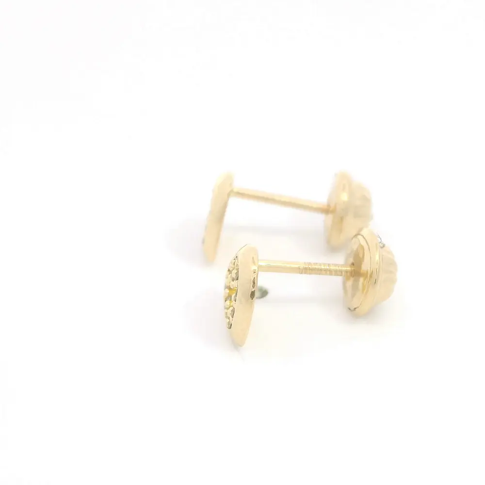 Aros de Oro Amarillo 18K Corazón con Piedras Incoloras para Bebé