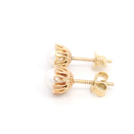 Aros Cuello de Payaso de Oro Amarillo 18K con Perla