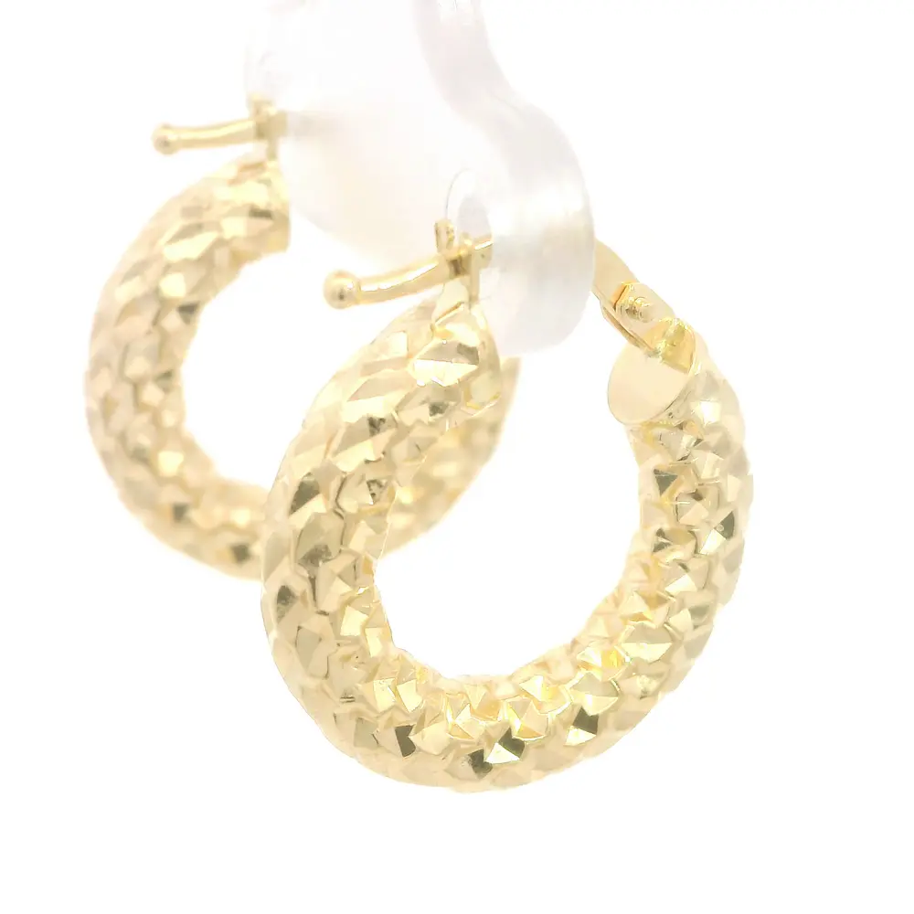 Aros Tubulares Diamantados de Oro Amarillo 18K