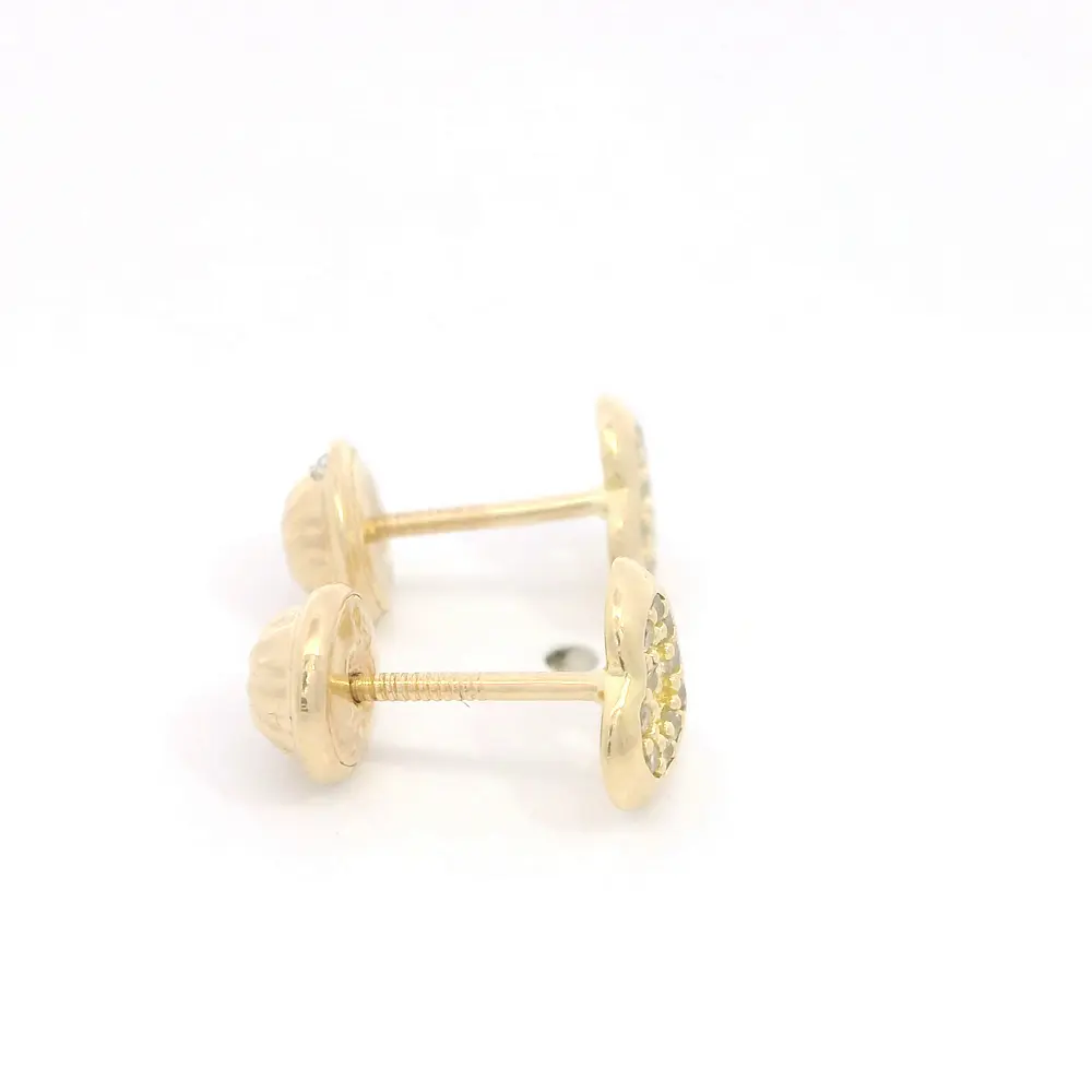 Aros de Oro Amarillo 18K Corazón con Piedras Incoloras para Bebé