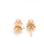 Aros Flor de Oro Amarillo 18K con Piedra Rosada