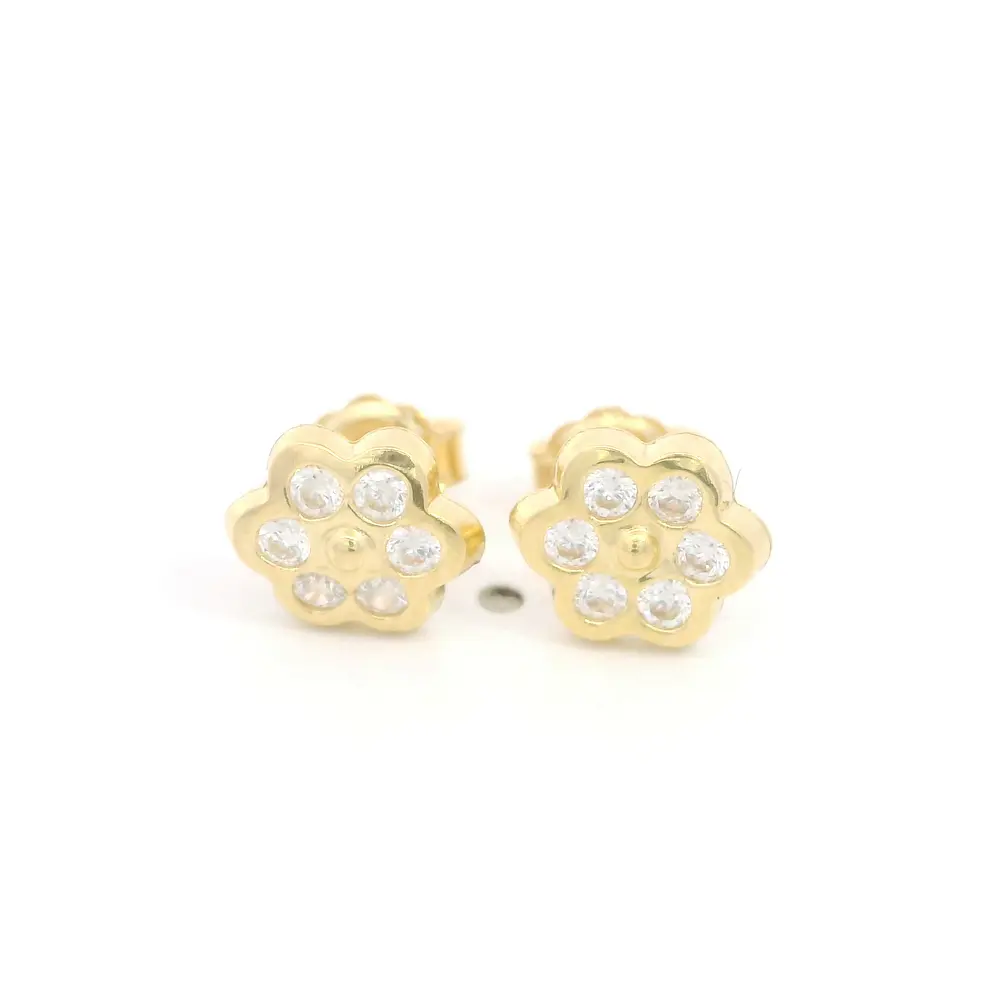 Aros Flor de Oro Amarillo 18K