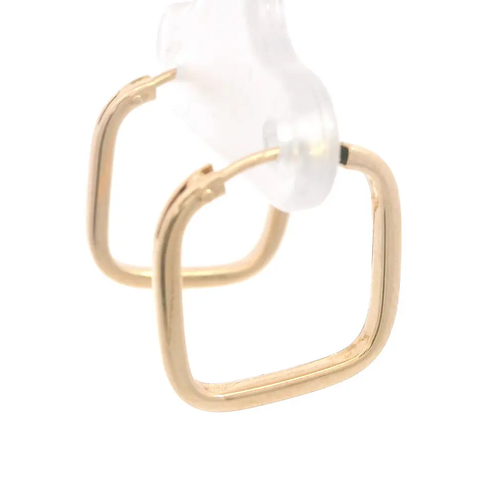 Aros Tubulares Cuadrados Oro Amarillo 18K