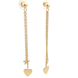 Aros Articulados de Oro Amarillo 18K con Corazón y Estrellas