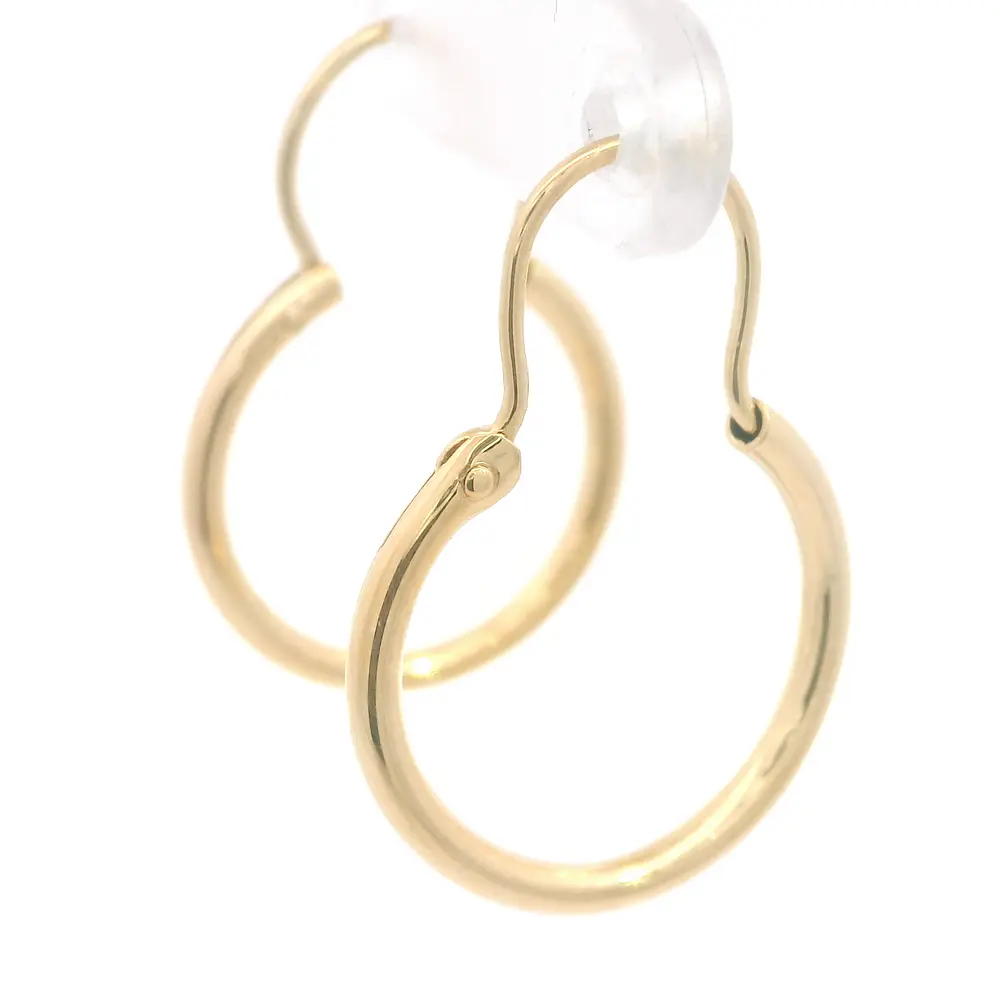 Aros Tubulares Oro Amarillo 18K con Gancho