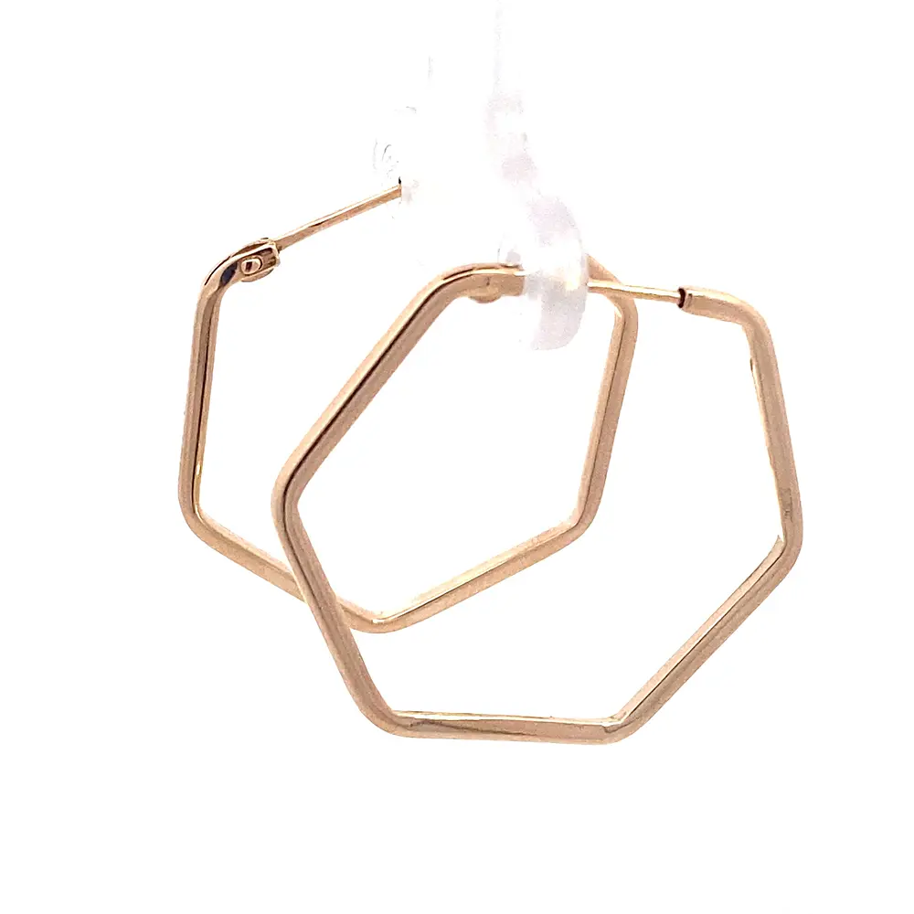 Aros Hexagonales Oro Amarillo 18K