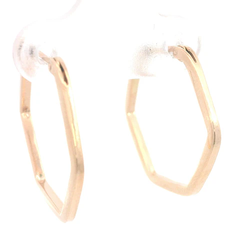 Aros Hexagonales Oro Amarillo 18K