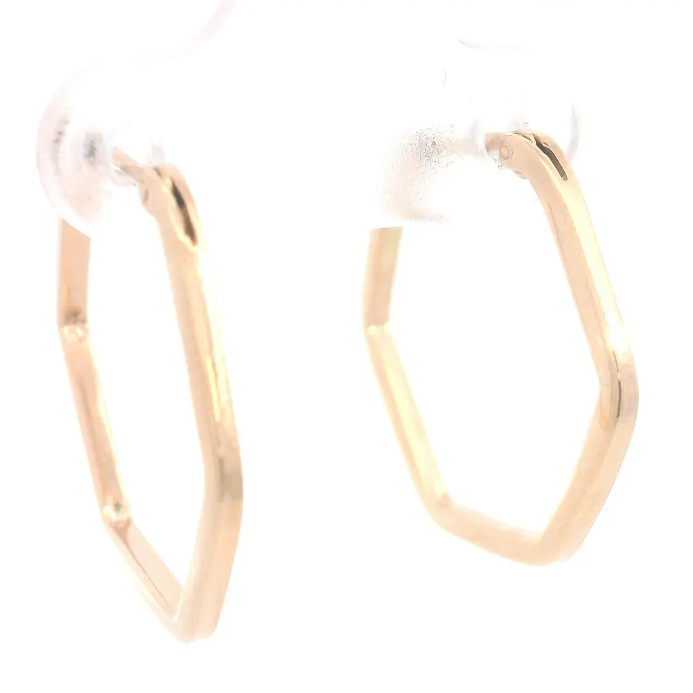 Aros Hexagonales Oro Amarillo 18K