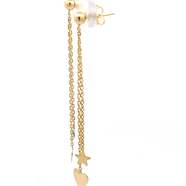 Aros Articulados de Oro Amarillo 18K con Corazón y Estrellas