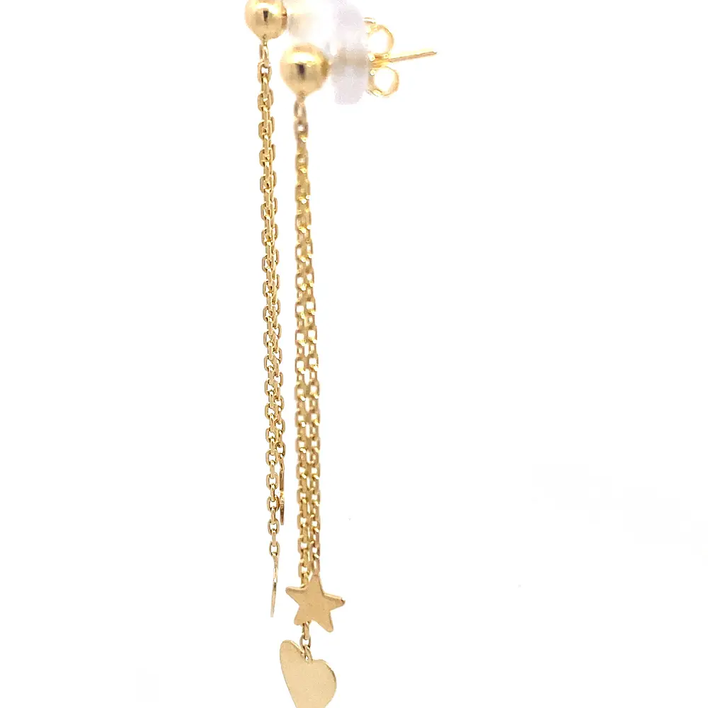 Aros Articulados de Oro Amarillo 18K con Corazón y Estrellas