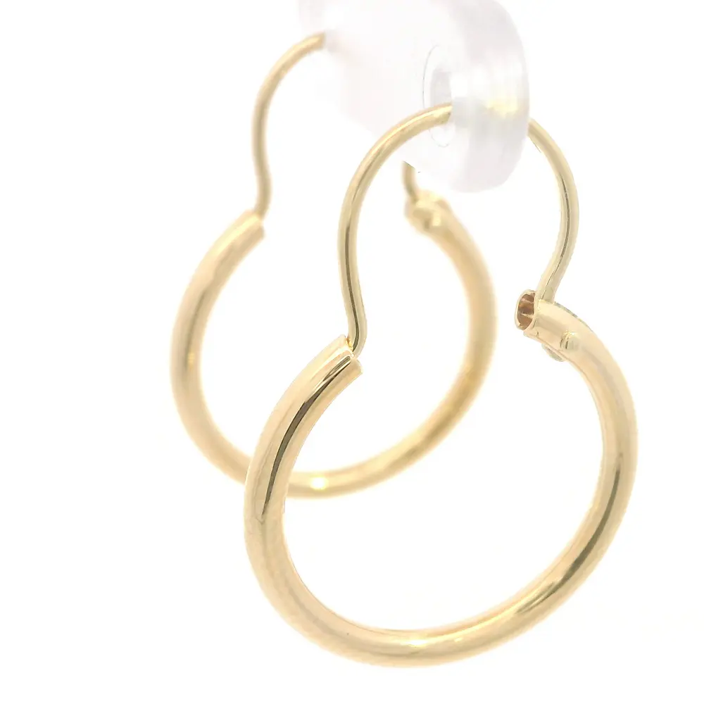 Aros Tubulares Oro Amarillo 18K con Gancho