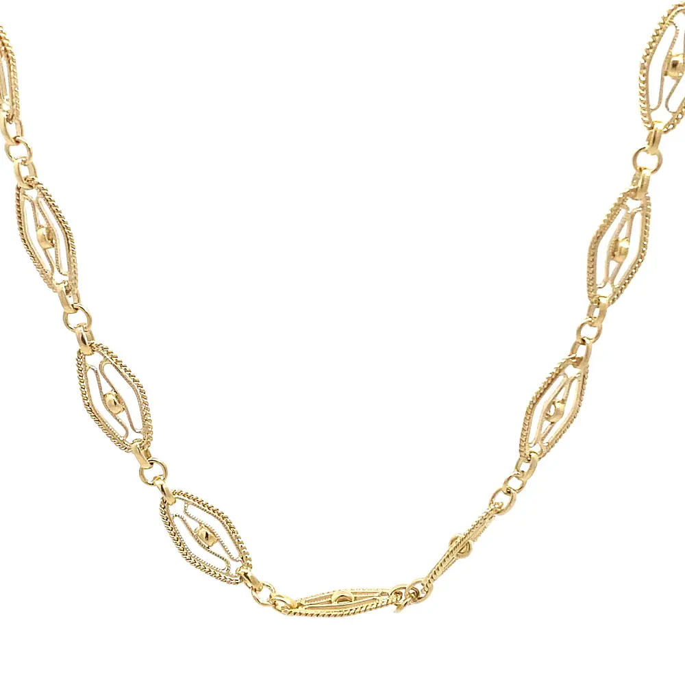 Cadena Rombos Calados Filigrana de Oro Amarillo 18K