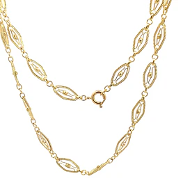 Cadena Rombos Calados Filigrana de Oro Amarillo 18K