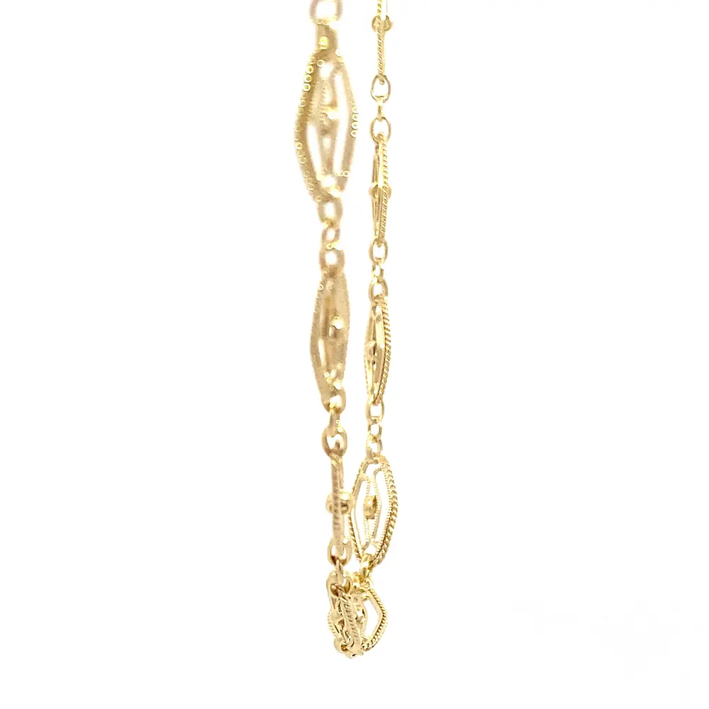 Cadena Rombos Calados Filigrana de Oro Amarillo 18K