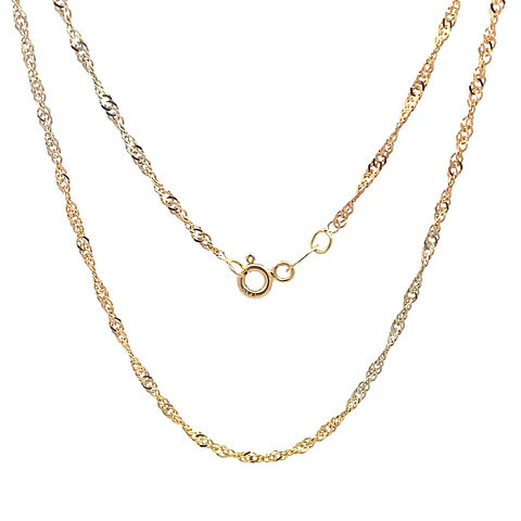 Cadena Singapur Tres Oros 18K