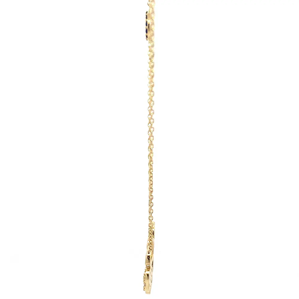 Cadena Labrada con Dije Flor y Corazones 18K